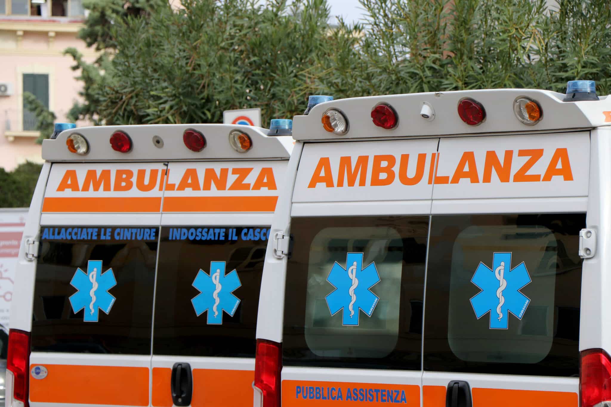 Italian ambulance parked for medical evacuation coverage