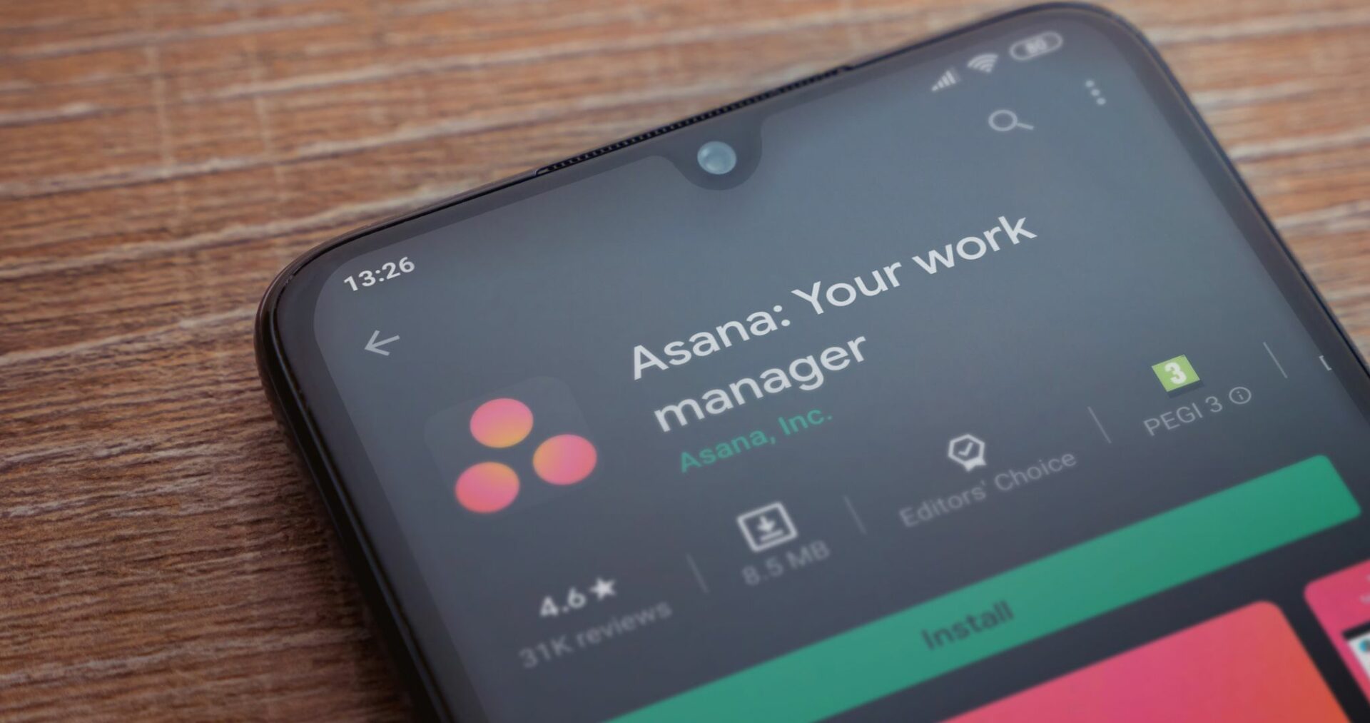 Asana app on tablet