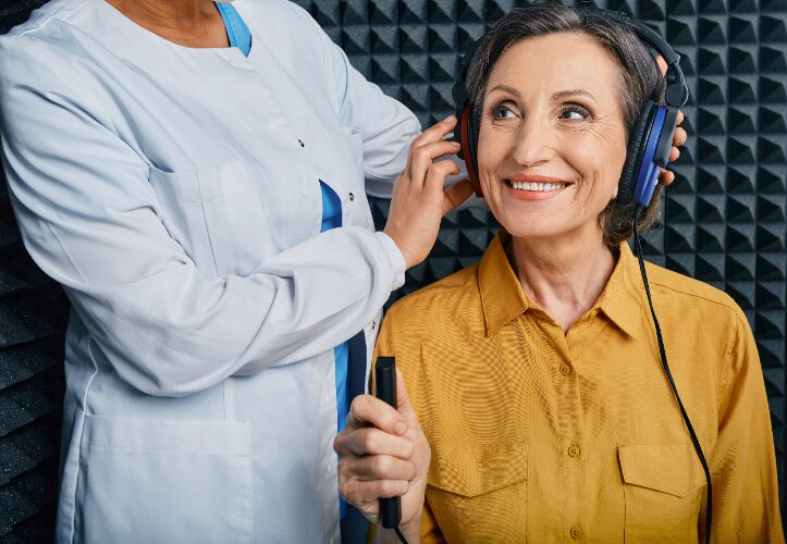 Older woman taking a hearing test