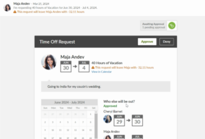 View of a time-off request in BambooHR (Source: free trial)