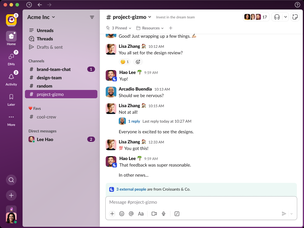 Slack Connect in use with an agency
