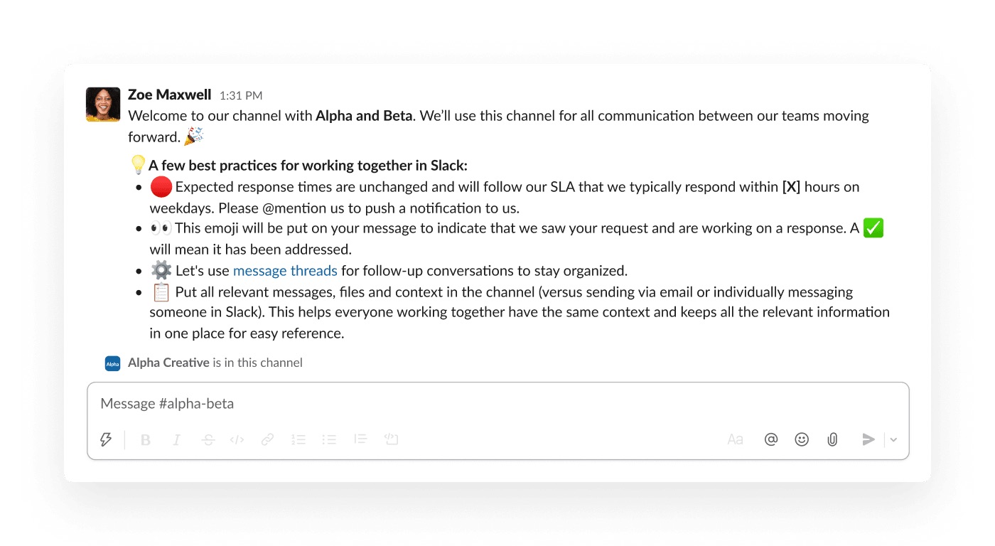 An introduction to Slack Connect in a channel post