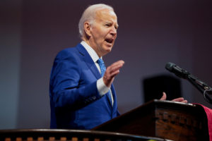 U.S. President Biden attends a church service at Mt Airy Church of God In Christ, in Philadelphia