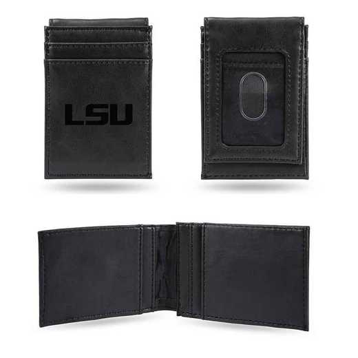 LEFPW170101BK: Louisiana State Laser Engraved Black Front Pocket Wallet