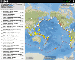 Latest Earthquakes Interface