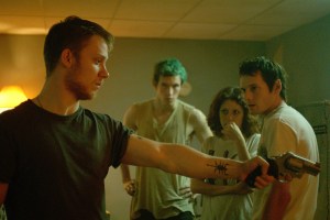 GREEN ROOM, from left: Imogen Poots, Joe Cole, Callum Turner, Alia Shawkat, Anton Yelchin, 2015.