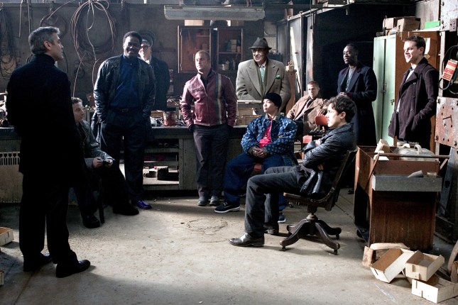 OCEAN'S TWELVE, George Clooney, Eddie Jemison, Bernie Mac, Elliott Gould, Scott Caan, Carl Reiner, S