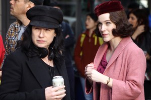 Amy Sherman Palladino and Rachel Brosnahan filming 'The Marvelous Mrs. Maisel'