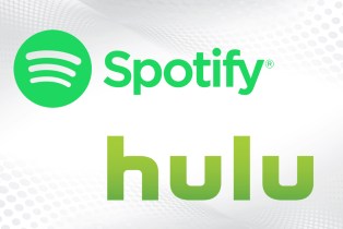 Spotify and Hulu logos on background