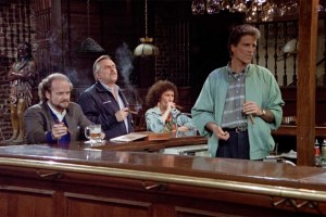 The 'Cheers' gang in the bar in the series finale