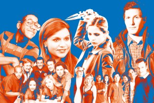 Collage of characters from the shows: Brooklyn Nine-Nine, Buffy the Vampire Slayer, Scrubs, Supergirl, Community, Family Matters, The Mindy Project