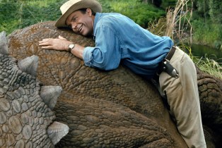 Alan Grant and a triceratops in 'Jurassic Park'