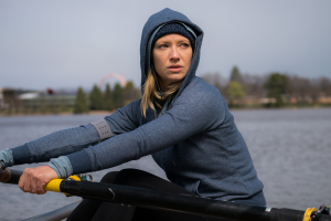 Anna Torv rows a boat on SECRET CITY.