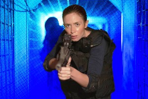 Photo Illustration of Emily Blunt from SICARIO with a blue background
