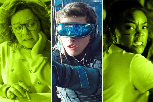 3 way split image of Breaking In (2018) Life of the Party Ready Player One