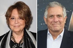 Linda Bloodworth Thomason smiling; Les Moonves smiling