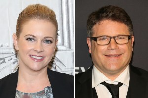 Melissa Joan Hart smiling; Sean Astin smiling