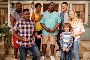 The Neighborhood: Sheaun McKinney (Malcolm Butler), Marcel Spears (Marty Butler), Tichina Arnold (Tina Butler), Cedric the Entertainer (Calvin Butler), Max Greenfield (Dave Johnson), Hank Greenspan (Grover Johnson) and Beth Behrs (Gemma Johnson)