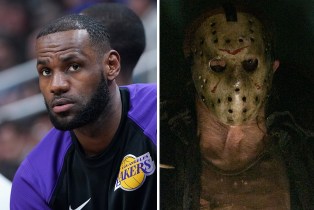 Lebron James split screen with Jason from 'Friday the 13th'