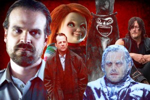 collage of - The Babadook - Stranger Things - Walking Dead - The Shining - The Sixth Sense - Cult of Chucky