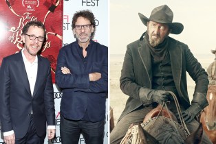 Ethan and Joel Coen and Ralph Ineson in 'The Ballad of Buster Scruggs'