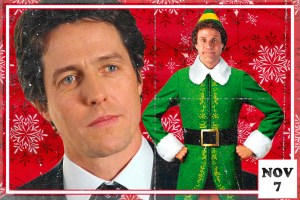 Hugh Grant from love actually and buddy the elf in a photo illustration