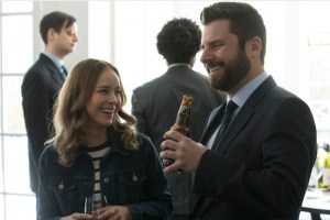 James Roday and Allison Miller laughing on A Million Little Things