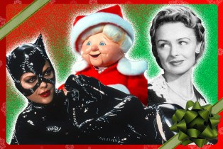 collage of Mary Bailey (It's a Wonderful Life) Catwoman (Batman Returns) Mrs. Claus (The Year Wihout a Santa Claus)