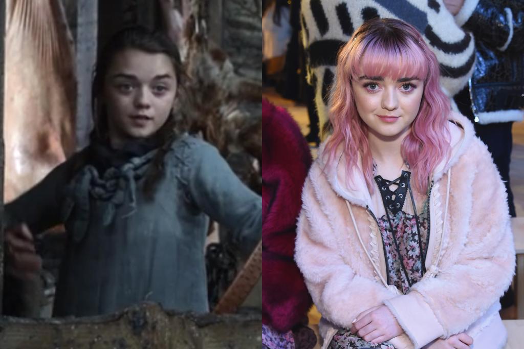 Side by side of Arya Stark and Maisie Williams