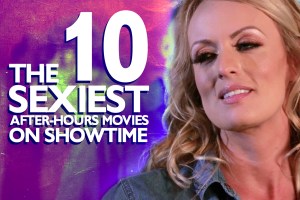 Stormy Daniels in Sexquestrian on a colorful background with words 'The 10 Sexiest After-Hours Movies on Showitme'