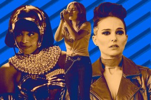 collage of Gaga from A STAR IS BORN, Natalie Portman from VOX LUX, and Whitney Houston from THE BODYGUARD