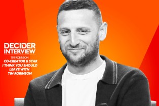TIM ROBINSON in black and white on a bright orange background