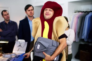 Tim Robinson dressed as a hot dog