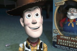 TOY STORY 2, Woody (Tom Hanks) and Stinky Pete the Prospector (Kelsey Grammer