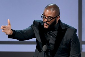 Tyler Perry accepts an award at the BET Awards.