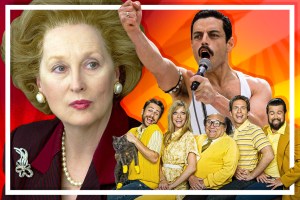 Collage of The Iron Lady It's Always Sunny in Philadelphia Bohemian Rhapsody