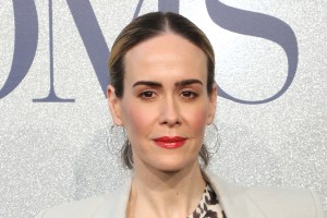 Sarah Paulson on glittery background