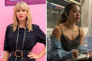 Taylor Swift side by side Gina Rodriguez in Someone Great