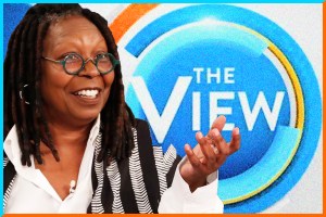 Collage of Whoopi Goldberg and The View logo