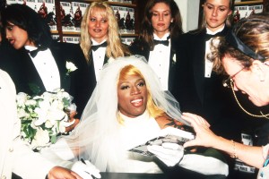 Dennis Rodman in a wedding dress
