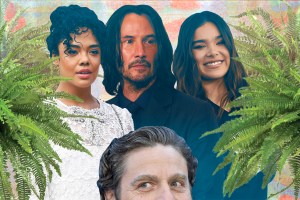 collage of Hayley Steinfeld Keanu Reeves Tessa Thompson and zach galifianakis