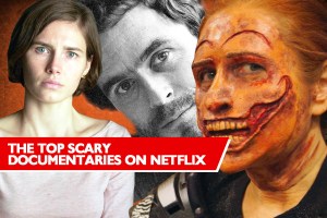 collage of Amanda Knox Haunters: The Art of the Scare Conversations with a Killer: The Ted Bundy Tapes