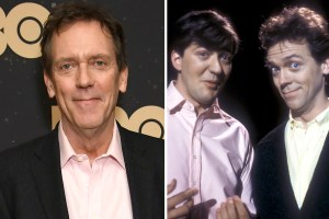 Side-by-side of Hugh Laurie now and A Bit of Fry and Laurie in the '80s.