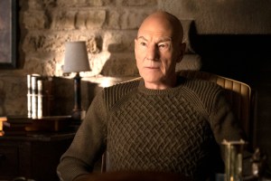 Jean-Luc Picard wearing a great sweater in Star Trek: Picard