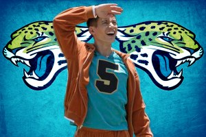 collage of Jason between Jaguars logos