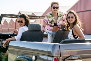 CHARLIE'S ANGELS, from left: Ella Balinska, Kristen Stewart, Naomi Scott