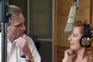 HOWARD, from left: songwriter Howard Ashman, Paige O’Hara (voice of Belle) during a recording session for BEAUTY AND THE BEAST (1991), 2018. © Disney+ / Courtesy Everett Collection