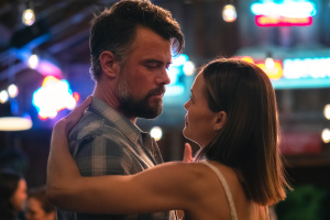 A man and woman dance.