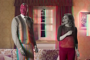 WandaVision -- Vision and Scarlet Witch in technicolor