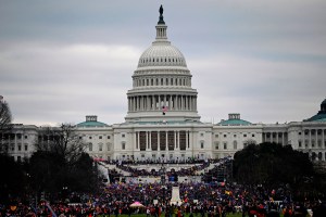 Supporters of US President Donald Trump protest outside the US Capitol on January 6, 2021, in Washington, DC. - Demonstrators breeched security and entered the Capitol as Congress debated the a 2020 presidential election Electoral Vote Certification. (Photo by ANDREW CABALLERO-REYNOLDS / AFP) (Photo by ANDREW CABALLERO-REYNOLDS/AFP via Getty Images)